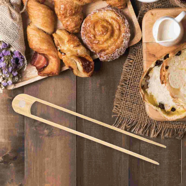 2 Pcs Ergonomic Bamboo Toaster Tongs Bread Clamp Kitchen Utensils Cooking Tools Food Serving Tongs Pastry Clips Dining - Image 5