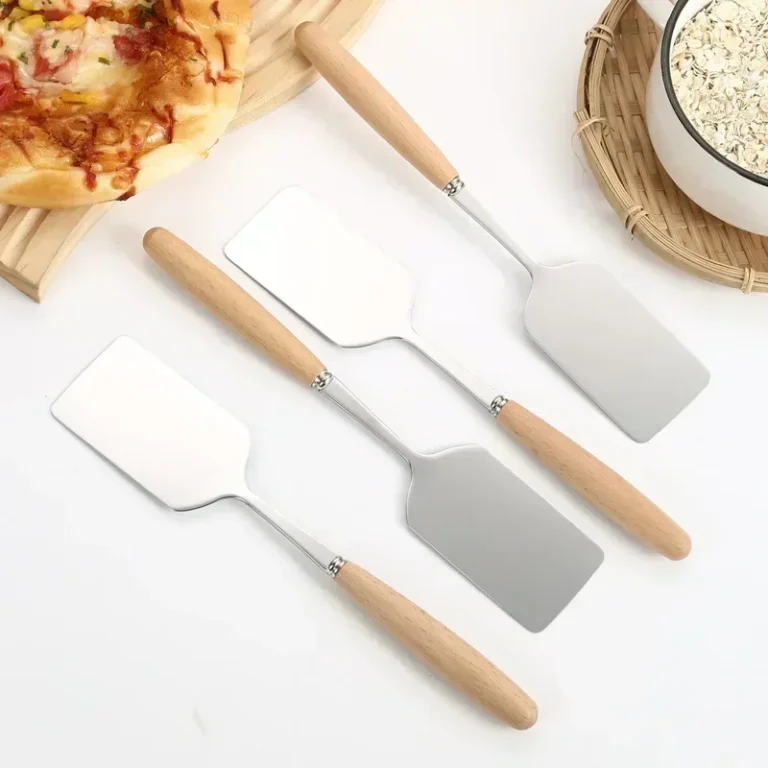 Stainless Steel Square Head Steak Cooking Spatula Wood Handle Pizza Shovel Pancake Beef Turner Scraper BBQ Utensils For Kitchen - Image 4