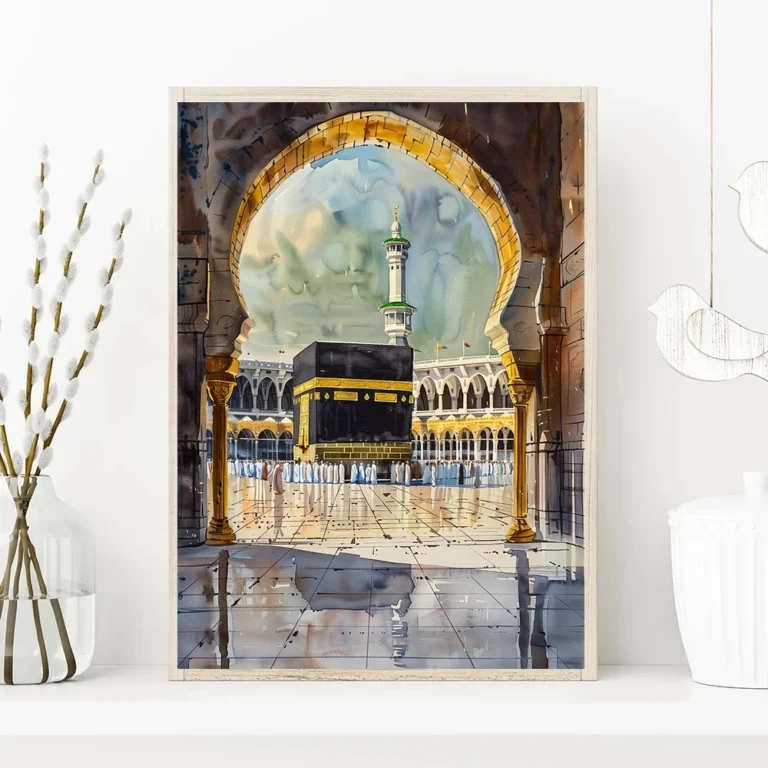 Al-Aqsa Mosque Kaaba Islamic Canvas Poster Watercolors Decorative Painting Modern Pictures Living Room Home Decor Cuadros - Image 2