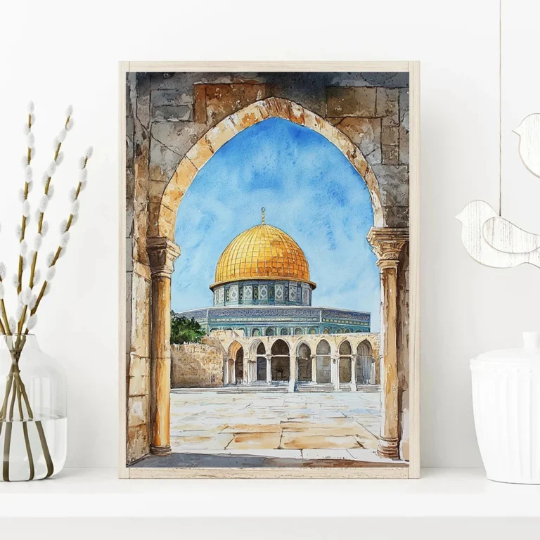 Al-Aqsa Mosque Kaaba Islamic Canvas Poster Watercolors Decorative Painting Modern Pictures Living Room Home Decor Cuadros - Image 4