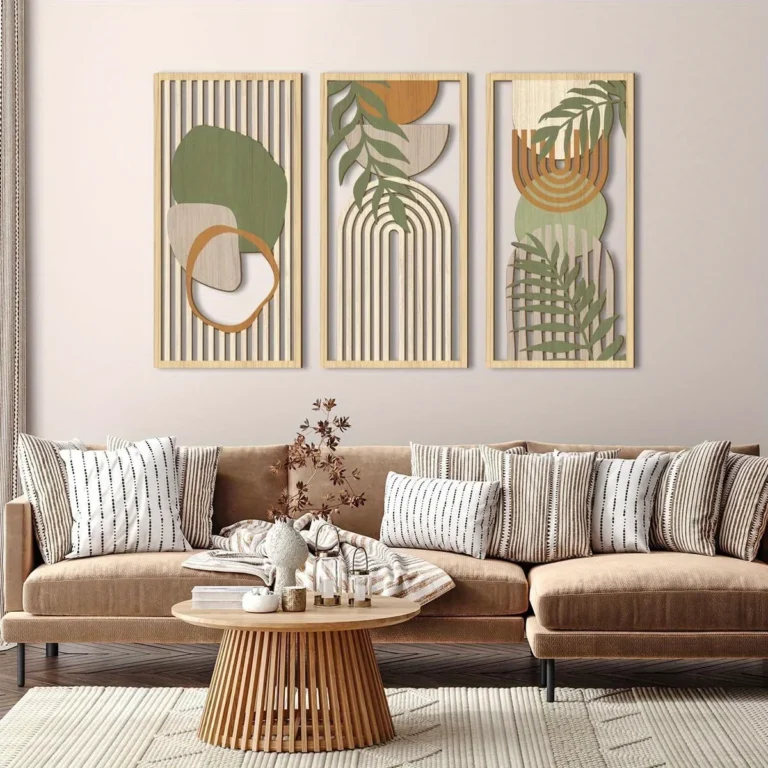 3PCS Sage Green Abstract Wooden Wall Art, Geometric Wood Wall Sculptures, Modern Artwork Neutral Wall Decor - Image 2