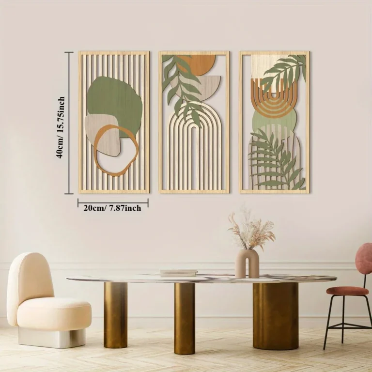 3PCS Sage Green Abstract Wooden Wall Art, Geometric Wood Wall Sculptures, Modern Artwork Neutral Wall Decor - Image 3