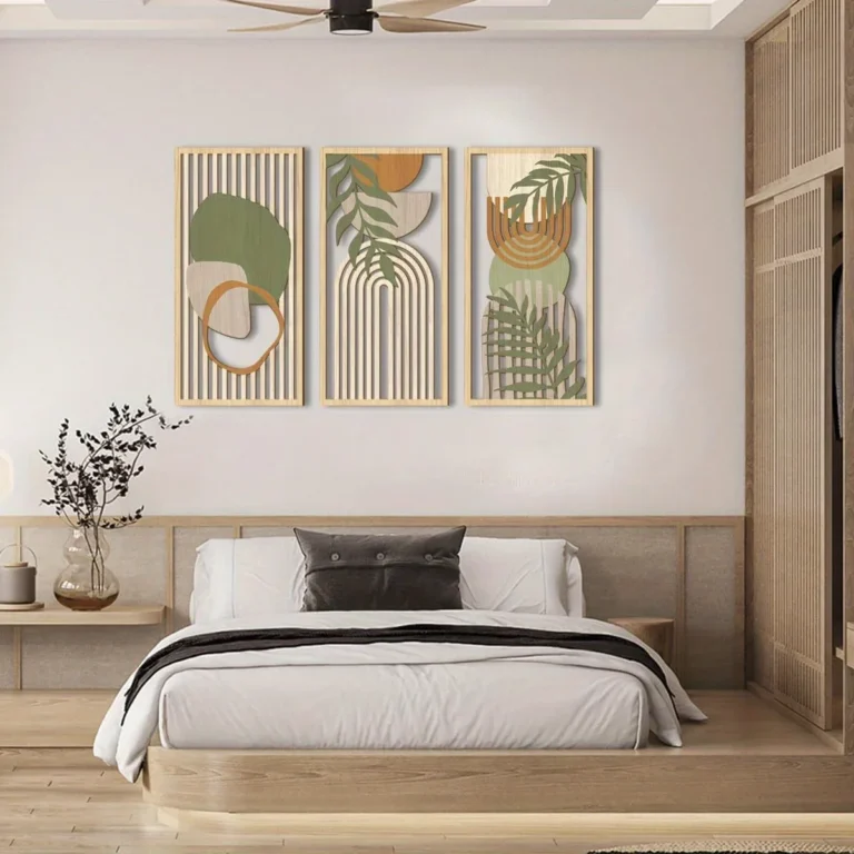 3PCS Sage Green Abstract Wooden Wall Art, Geometric Wood Wall Sculptures, Modern Artwork Neutral Wall Decor - Image 4
