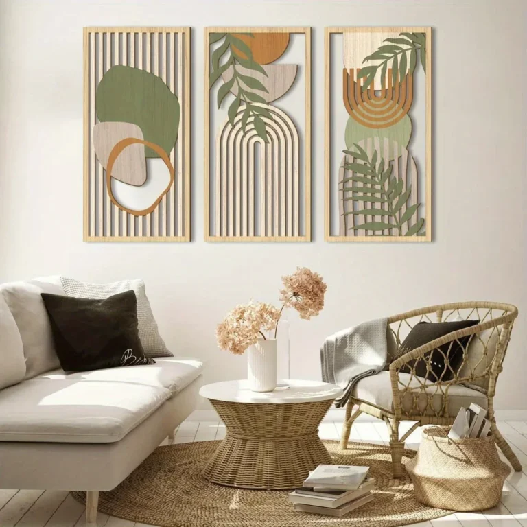 3PCS Sage Green Abstract Wooden Wall Art, Geometric Wood Wall Sculptures, Modern Artwork Neutral Wall Decor - Image 6
