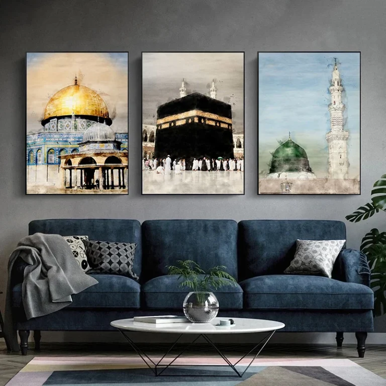 Al-Aqsa Mosque Kaaba Islamic Faith Canvas Posters Watercolors Decorative Painting Modern Pictures Living Room Home Decor Cuadros - Image 4