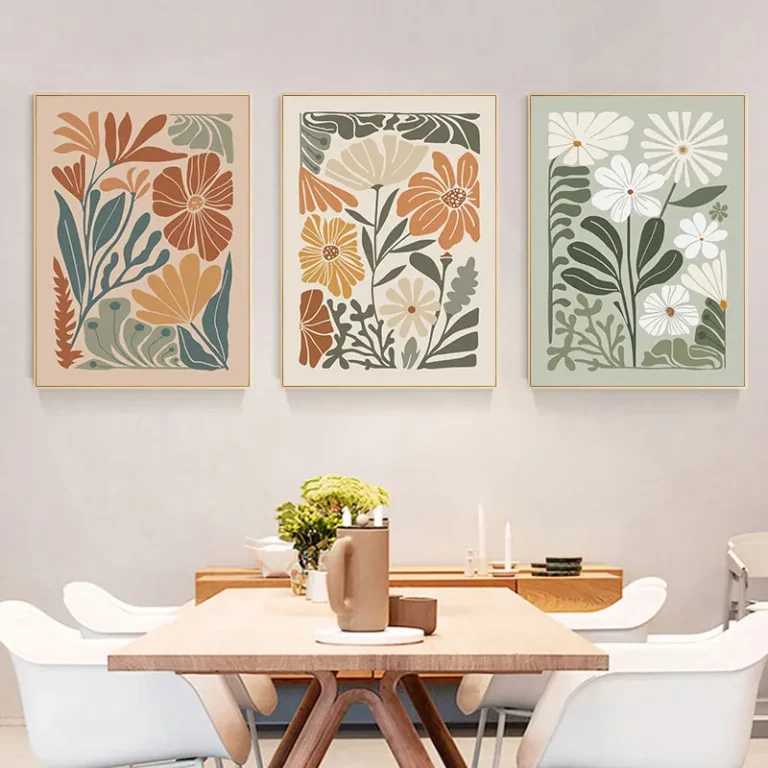 Fashion Colorful Floral Design Canvas Painting Prints Abstract Flowers Wall Decorative Poster Simple Home Decor Art Picture