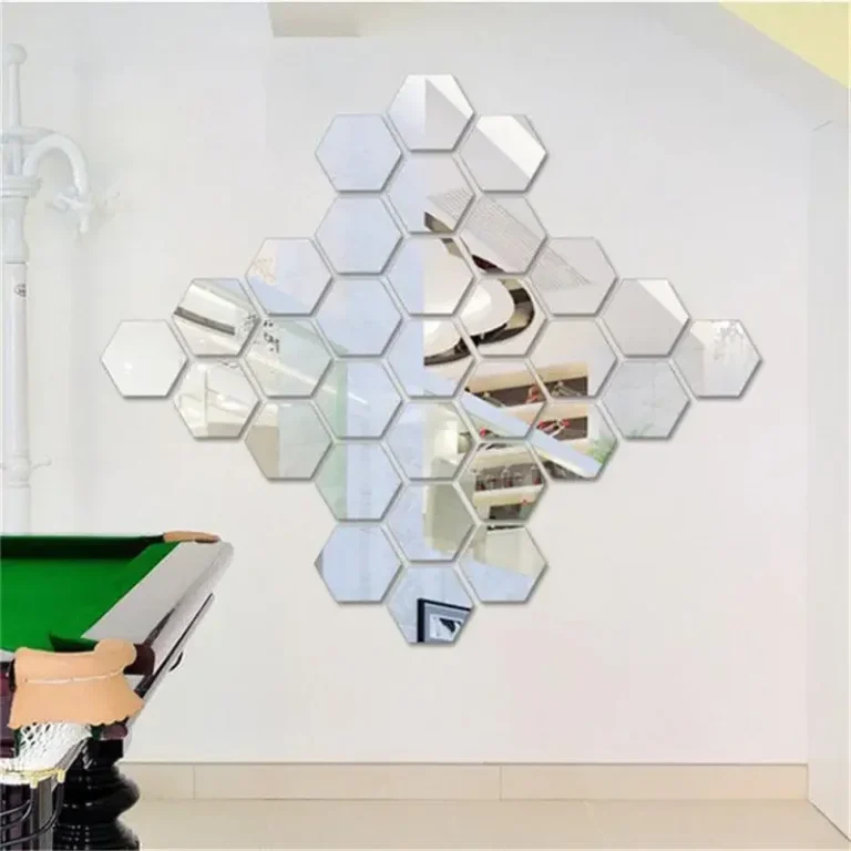 Hexagon Acrylic Mirror Wall Sticker Mini Mirror Solid Pastel Self-adhesive Gold Silver Decals Home Bedroom Art Decoration - Image 2