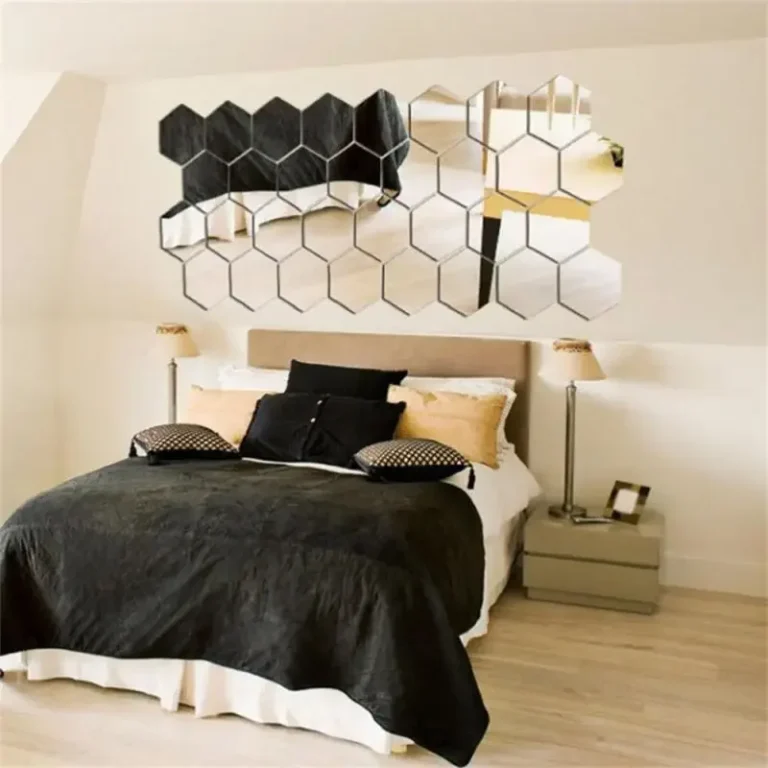Hexagon Acrylic Mirror Wall Sticker Mini Mirror Solid Pastel Self-adhesive Gold Silver Decals Home Bedroom Art Decoration - Image 4