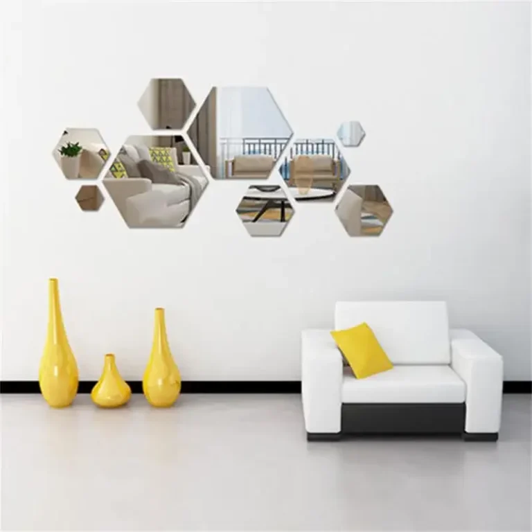 Hexagon Acrylic Mirror Wall Sticker Mini Mirror Solid Pastel Self-adhesive Gold Silver Decals Home Bedroom Art Decoration - Image 5