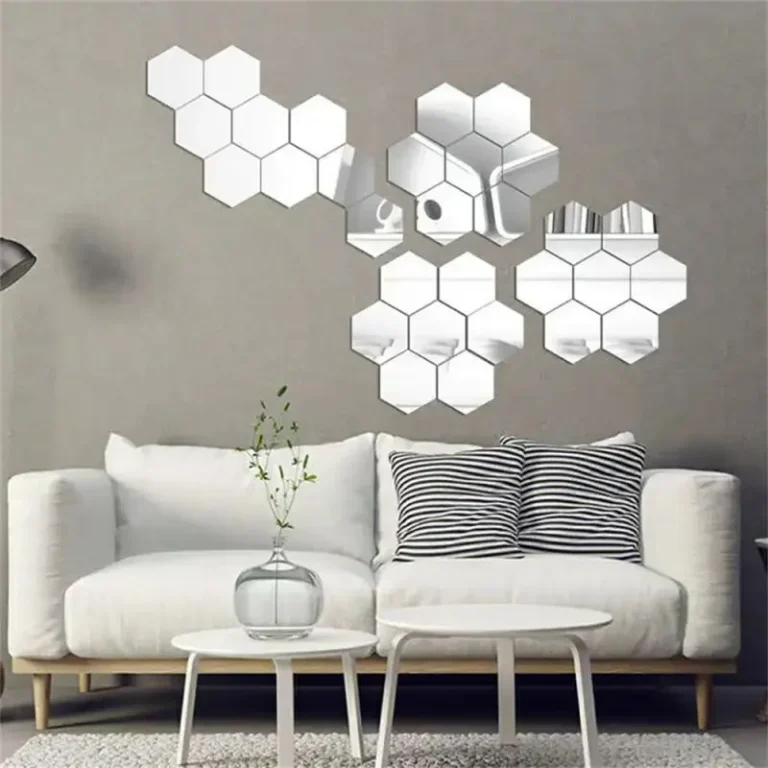 Hexagon Acrylic Mirror Wall Sticker Mini Mirror Solid Pastel Self-adhesive Gold Silver Decals Home Bedroom Art Decoration - Image 6
