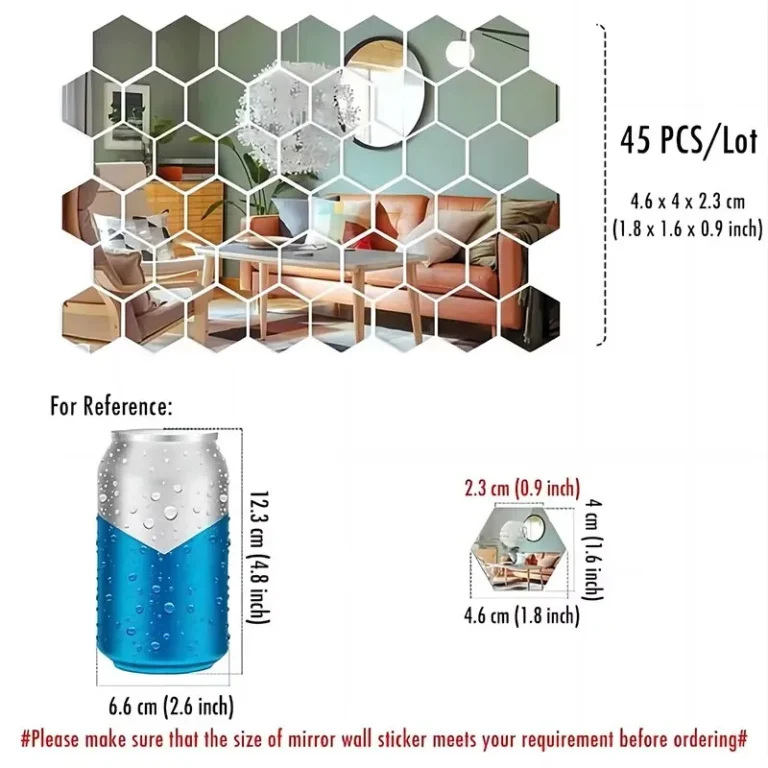 45pcs Mirror Wall Sticker, Hexagon Wall Art Sticker, DIY Household Decorative Tiles Sticker - Image 2