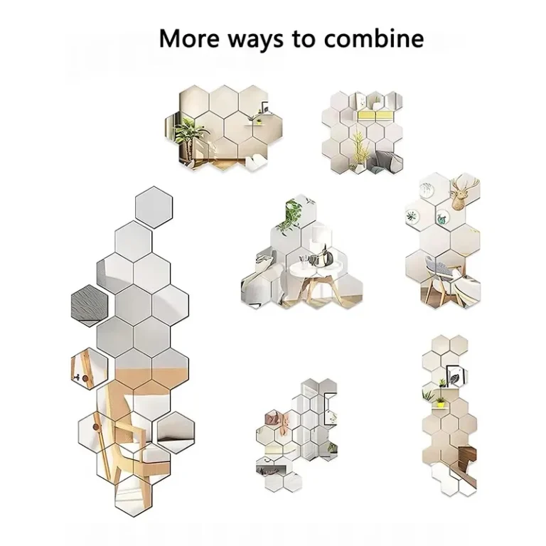 45pcs Mirror Wall Sticker, Hexagon Wall Art Sticker, DIY Household Decorative Tiles Sticker - Image 4
