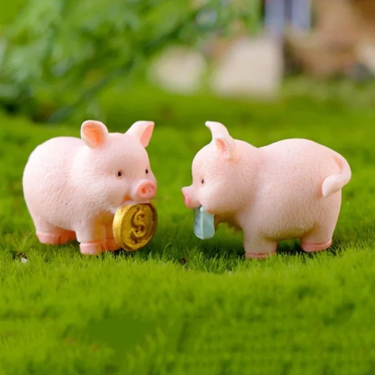 5 PCS Micro Pig Family Figurine Resin Ornaments Miniature Model Mini Animal Statue Bonsai Decoration Garden Home Decor - Image 5