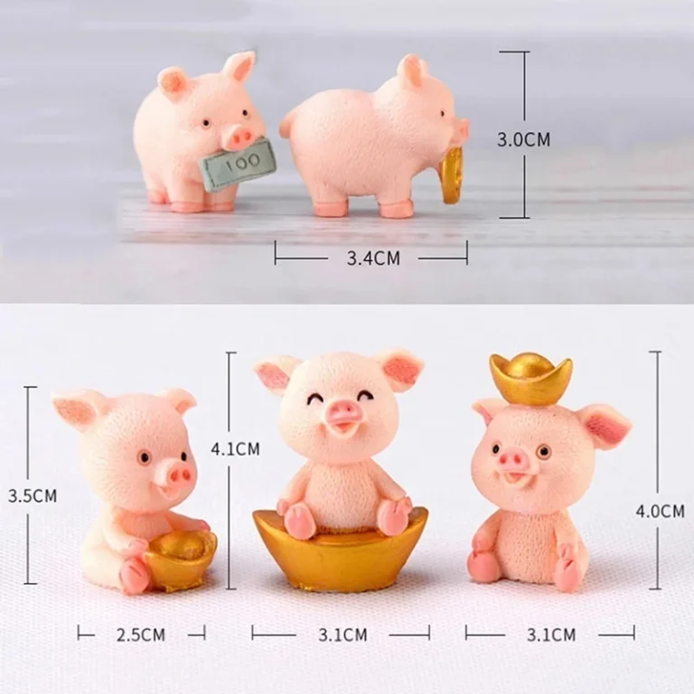 5 PCS Micro Pig Family Figurine Resin Ornaments Miniature Model Mini Animal Statue Bonsai Decoration Garden Home Decor - Image 6