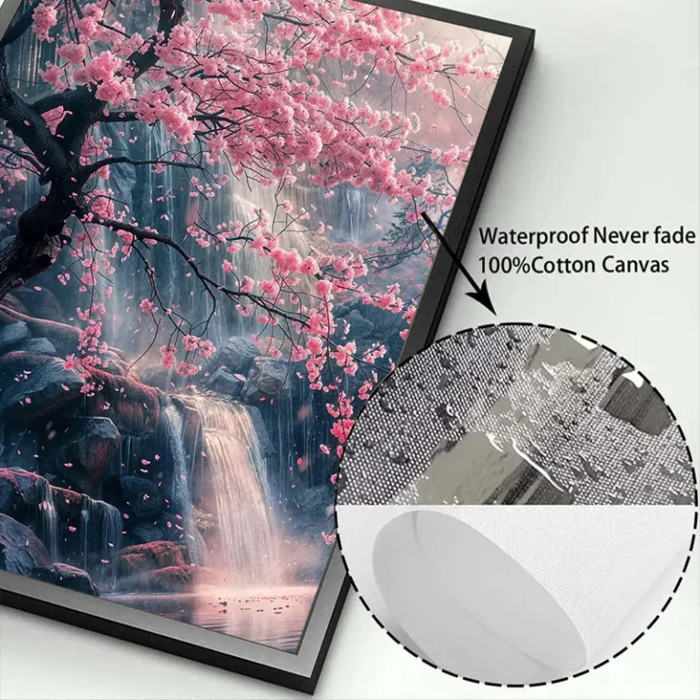 Japanese Cherry Blossoms At Mount Fuji Poster Light Pink City Asian Travel Prints Canvas Painting Wall Pictures Home Room Decor - Image 6