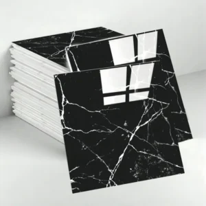 3/8/15pcs Black Faux Ceramic Tile, Waterproof Self-Adhesive Wall Sticker For Home Renovation, Room Decor, Kitchen