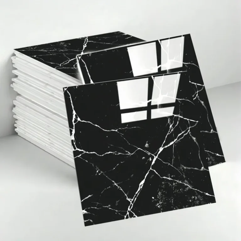 3/8/15pcs Black Faux Ceramic Tile, Waterproof Self-Adhesive Wall Sticker For Home Renovation, Room Decor, Kitchen