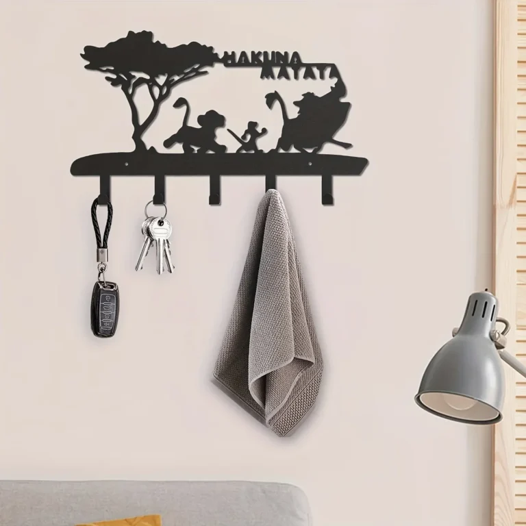 Key Hooks for Wall Decorative, Key Holder Wall Mounted With 5 Hooks Black Metal Key Organizer Rack Hanger Home Decor - Image 3