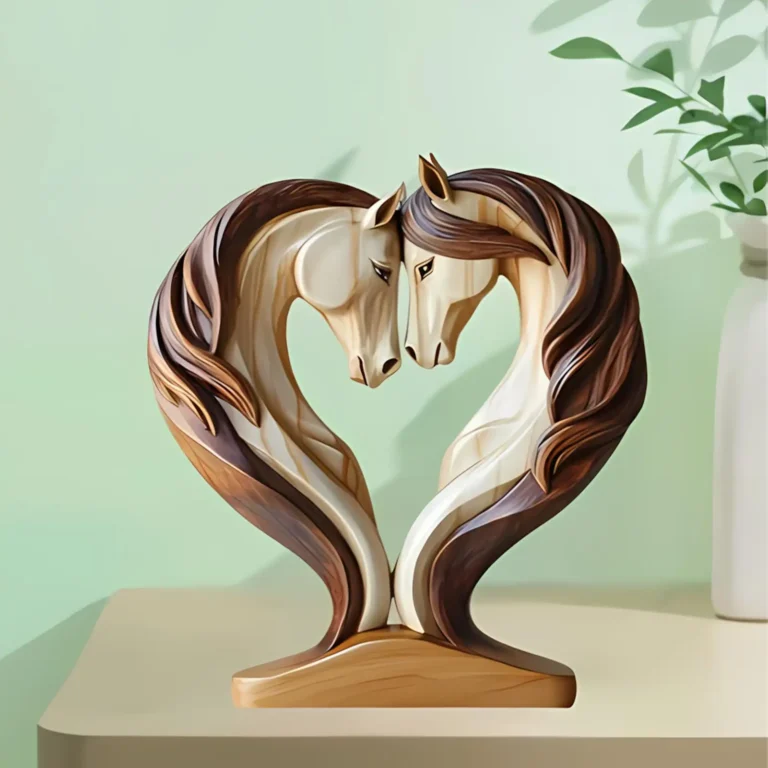 Horse Sculpture 2D wooden horse statue Snuggle Pose Animal Ornament Tabletop Display for Workplace Home Nursery Shelf - Image 4