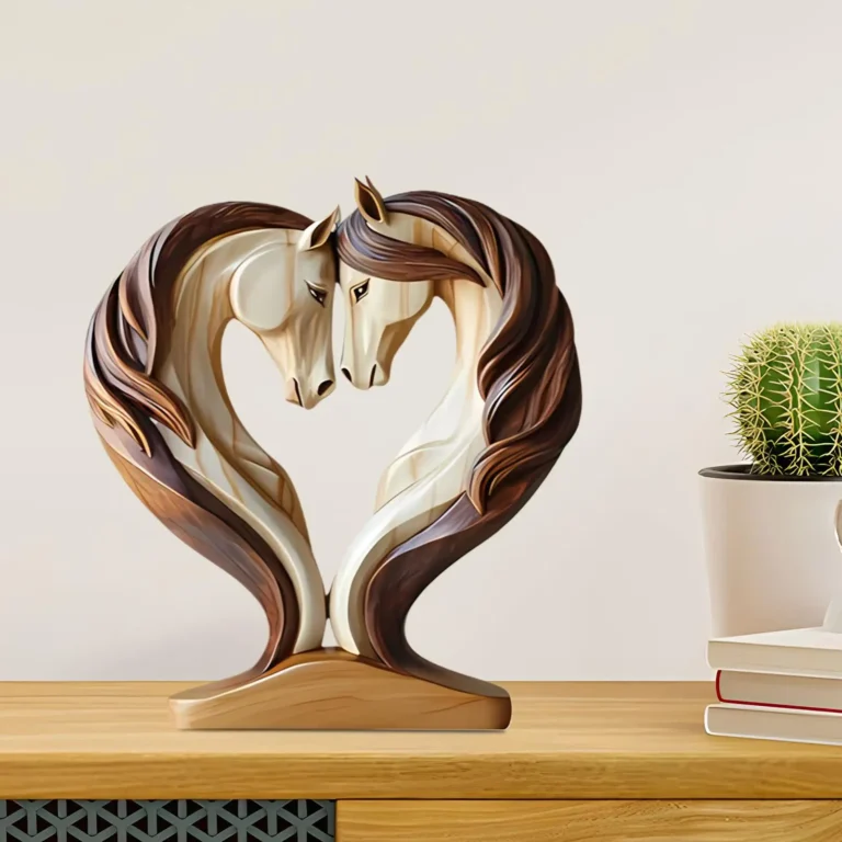 Horse Sculpture 2D wooden horse statue Snuggle Pose Animal Ornament Tabletop Display for Workplace Home Nursery Shelf - Image 5