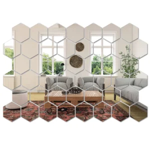Creative Hexagonal Mirror Acrylic Self Adhesive Wall-mounted Decorative Mirror Background Wall Decorative Mirror 45 Pieces