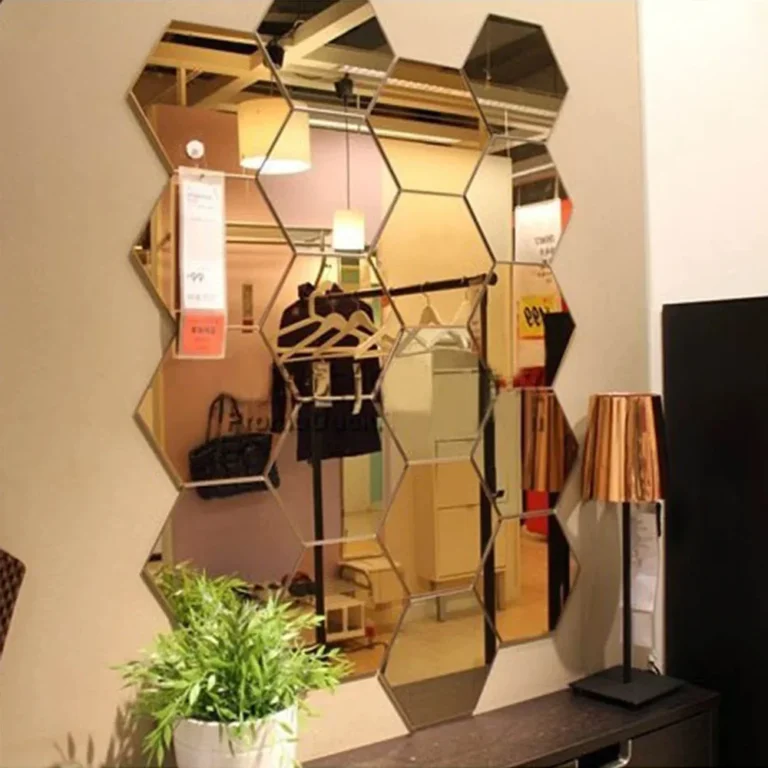 Creative Hexagonal Mirror Acrylic Self Adhesive Wall-mounted Decorative Mirror Background Wall Decorative Mirror 45 Pieces - Image 3