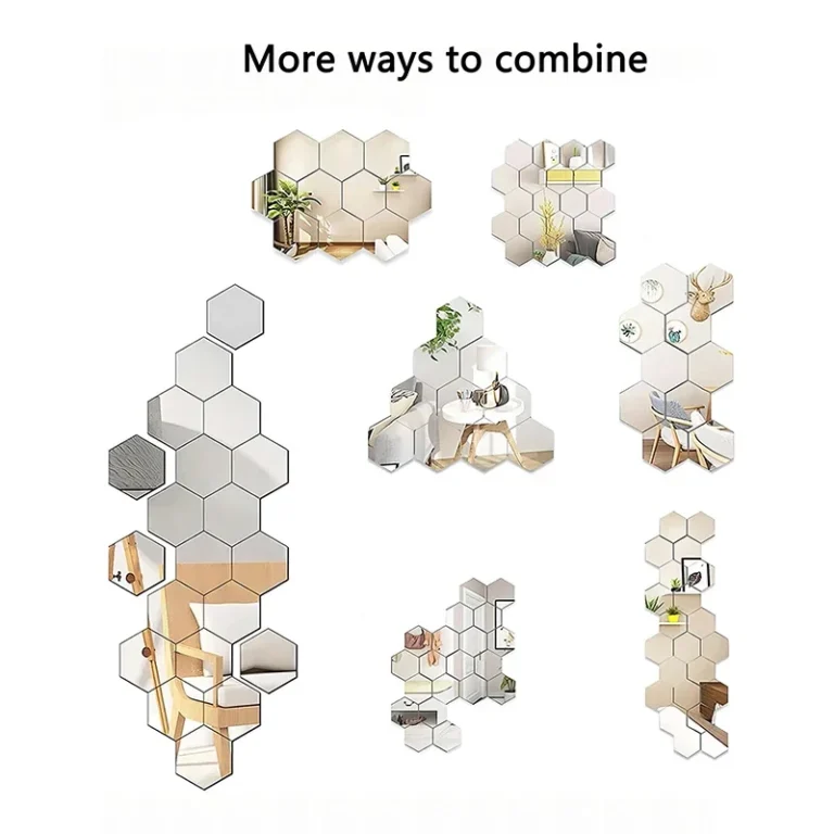 Creative Hexagonal Mirror Acrylic Self Adhesive Wall-mounted Decorative Mirror Background Wall Decorative Mirror 45 Pieces - Image 6
