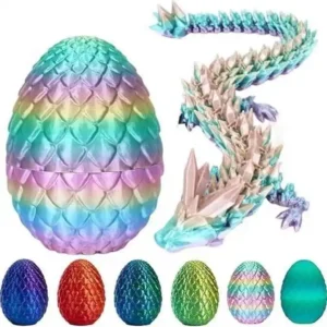 22cm 3D Printed Dragon 8.5cm Dragon Egg Chinese Festival Dragon Figurine Crystal  Egg Funny Home Office Cool ornament Decoration