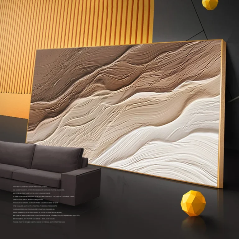 3D Minimalist Abstract Large Textured Waves Poster Print Off-White Neutral Tones Wall Art Canvas Painting Living Room Home Decor - Image 5