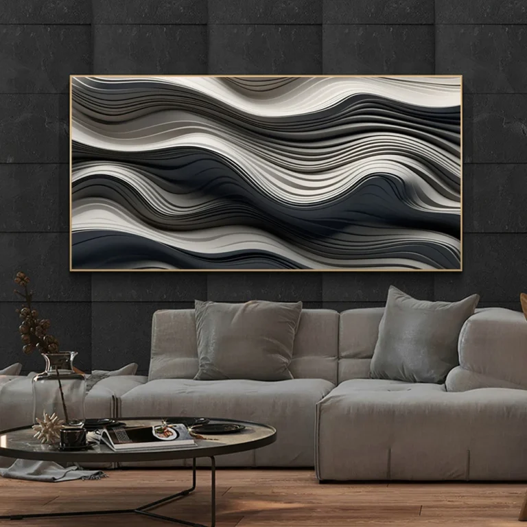 Modern Simple Ripple Light Luxury Canvas Painting Abstract 3D Geometric Texture Art Posters Nordic Style Living Room Home Decor - Image 2
