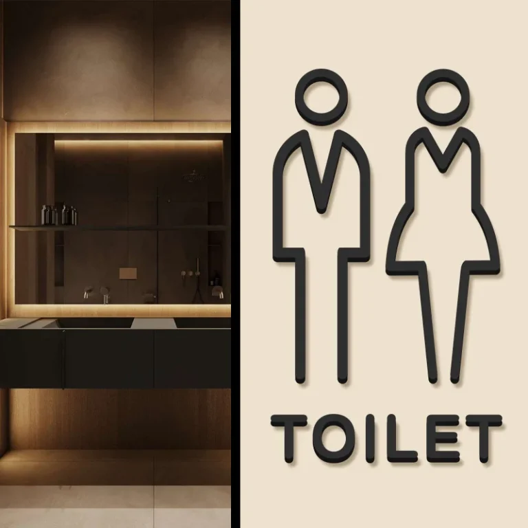 Wall Stickers Toilet Bathroom Door  WC Entrance Sign Home Decoration Creative Black Pattern Wall Decals Wallpaper  House Sign - Image 2