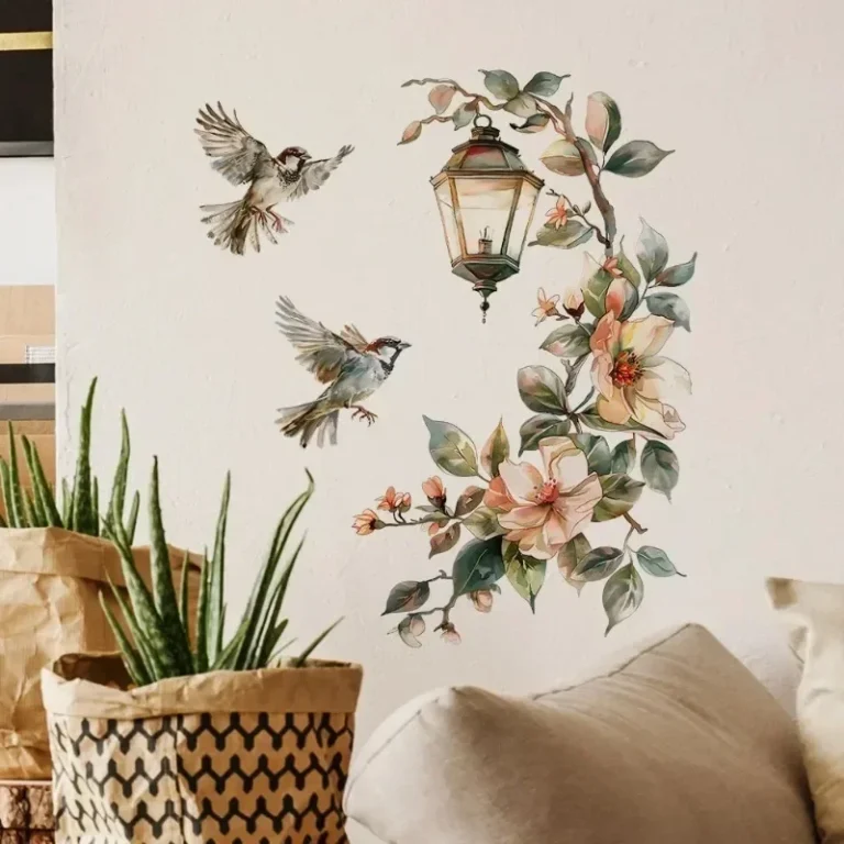 Colorful Flower Bird Pendant Light Wall Stickers Room Decor Furniture Sticker Adhesive Wallpaper Wall Decor Bedroom Accessories - Image 2