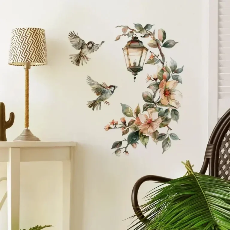 Colorful Flower Bird Pendant Light Wall Stickers Room Decor Furniture Sticker Adhesive Wallpaper Wall Decor Bedroom Accessories - Image 3