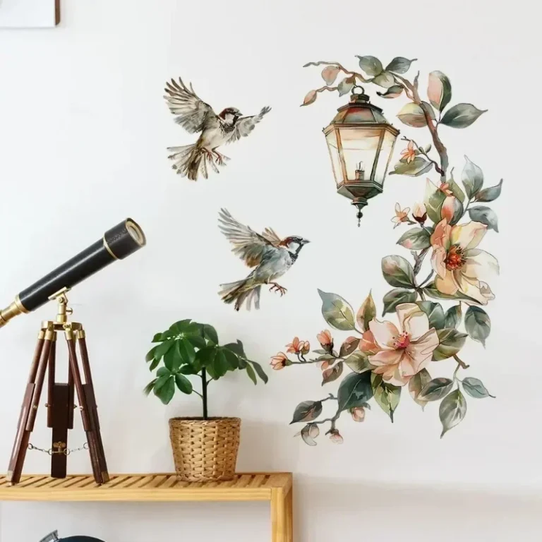 Colorful Flower Bird Pendant Light Wall Stickers Room Decor Furniture Sticker Adhesive Wallpaper Wall Decor Bedroom Accessories - Image 4