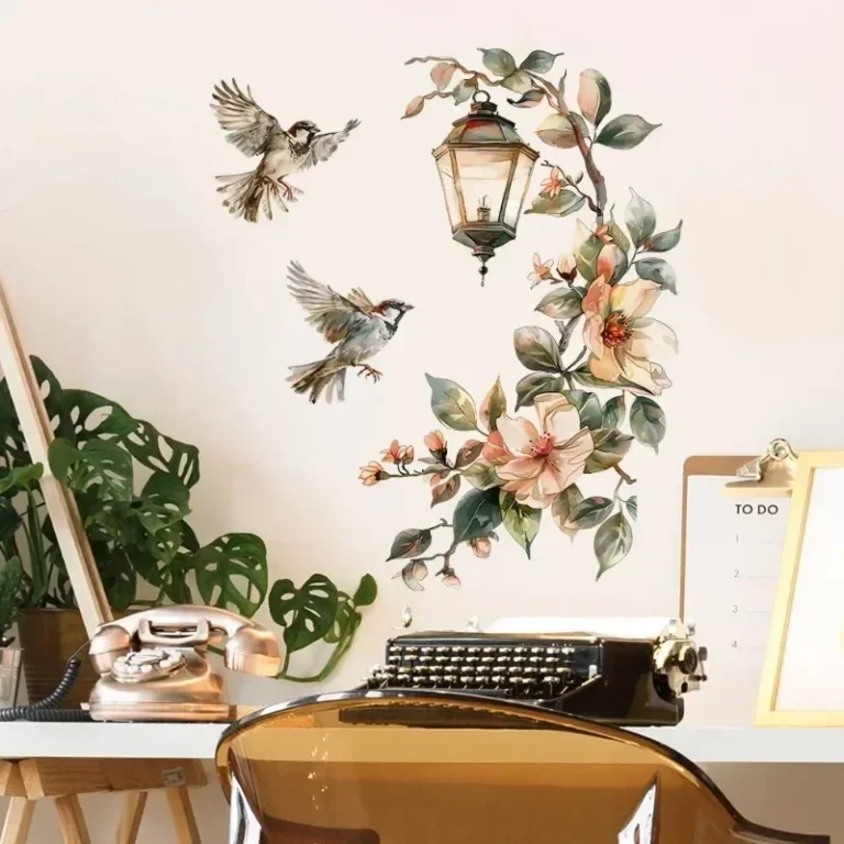 Colorful Flower Bird Pendant Light Wall Stickers Room Decor Furniture Sticker Adhesive Wallpaper Wall Decor Bedroom Accessories - Image 5