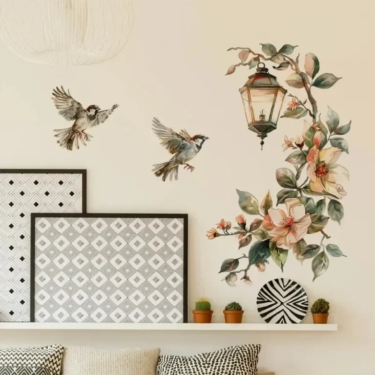 Colorful Flower Bird Pendant Light Wall Stickers Room Decor Furniture Sticker Adhesive Wallpaper Wall Decor Bedroom Accessories - Image 6