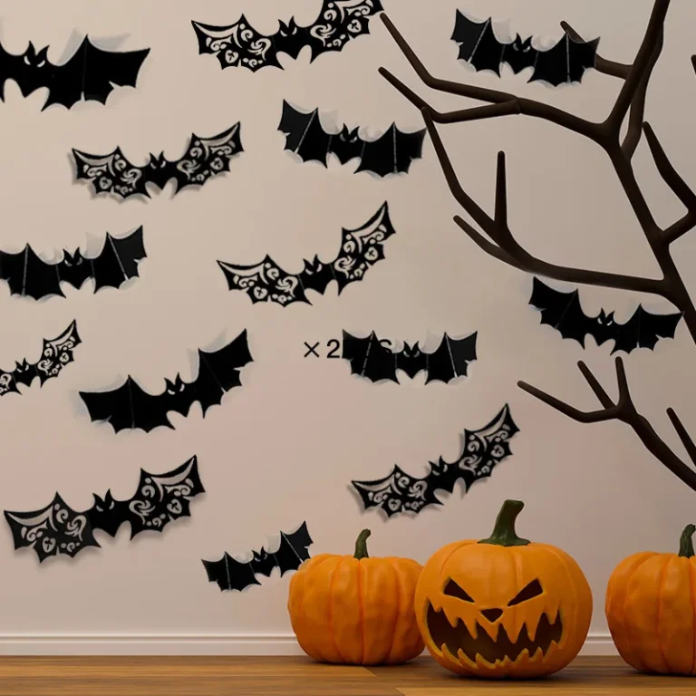 8pcs Halloween 3D Bat Sticker，Black Hollow Bat Wall Sticker Door Window Decor Holiday Party Scene Atmosphere Decoration Props