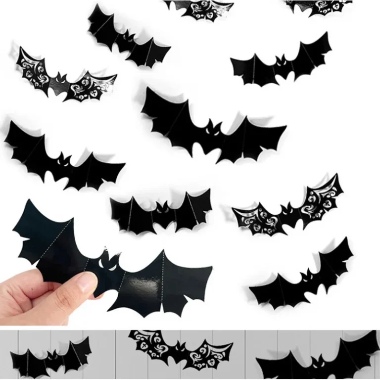 8pcs Halloween 3D Bat Sticker，Black Hollow Bat Wall Sticker Door Window Decor Holiday Party Scene Atmosphere Decoration Props - Image 5