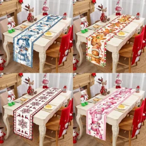 Christmas Linen Table Runners Xmas Dresser Scarf Decor for Home Kitchen Dining Table Cover Christmas Decorations 2025 Navidad