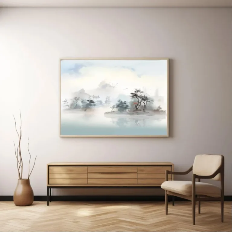 Japandi Mountain Wall Art Japanese Watercolor Wash Abstract Poster Neutral Minimalist Canvas Print Zen Office Scandinavian Decor - Image 4