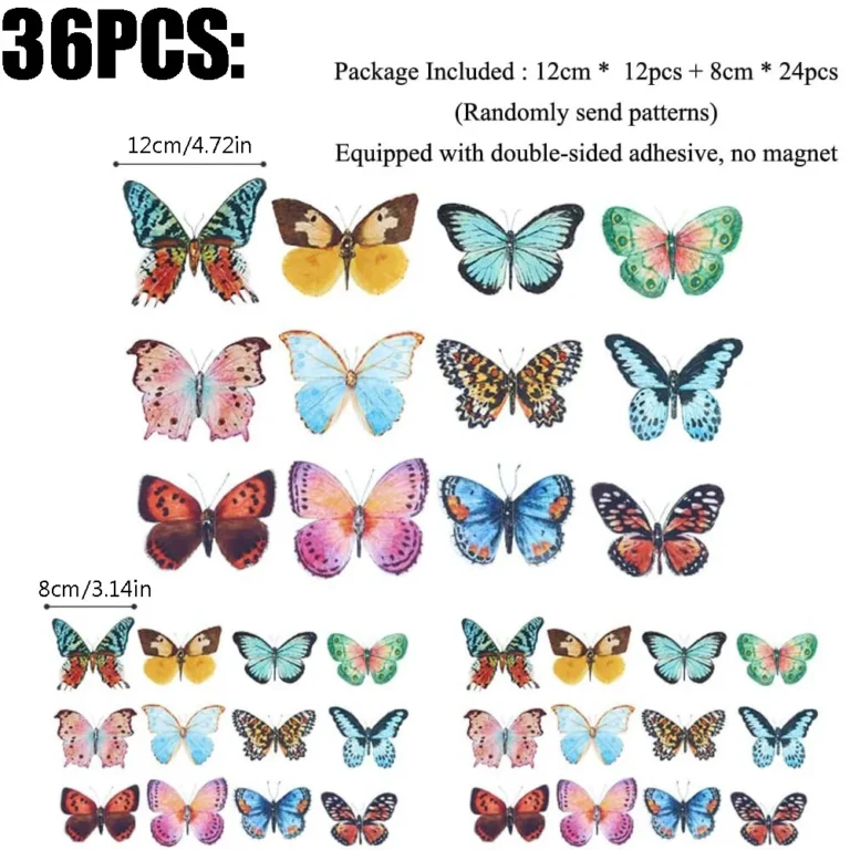 24/36Pcs Watercolor Butterfly 3D Wall Stickers Butterflies Room Home Decoration Self-adhesive Mural For Wedding DIY Decor Decals - Image 2