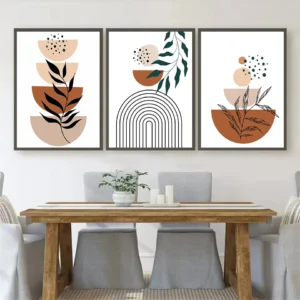 Boho Abstract Terracotta Tones Botanical Geometric Line Mid Century Nordic Poster Canvas Painting Wall Art Pictures Home Decor