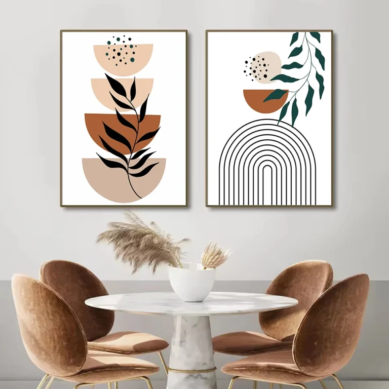 Boho Abstract Terracotta Tones Botanical Geometric Line Mid Century Nordic Poster Canvas Painting Wall Art Pictures Home Decor - Image 4
