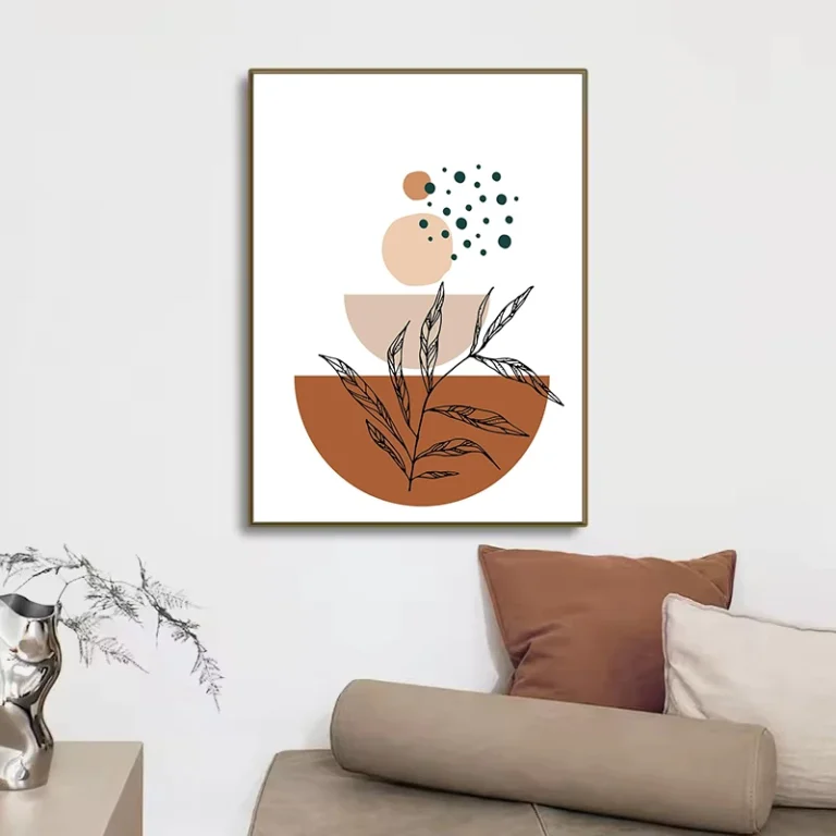 Boho Abstract Terracotta Tones Botanical Geometric Line Mid Century Nordic Poster Canvas Painting Wall Art Pictures Home Decor - Image 5
