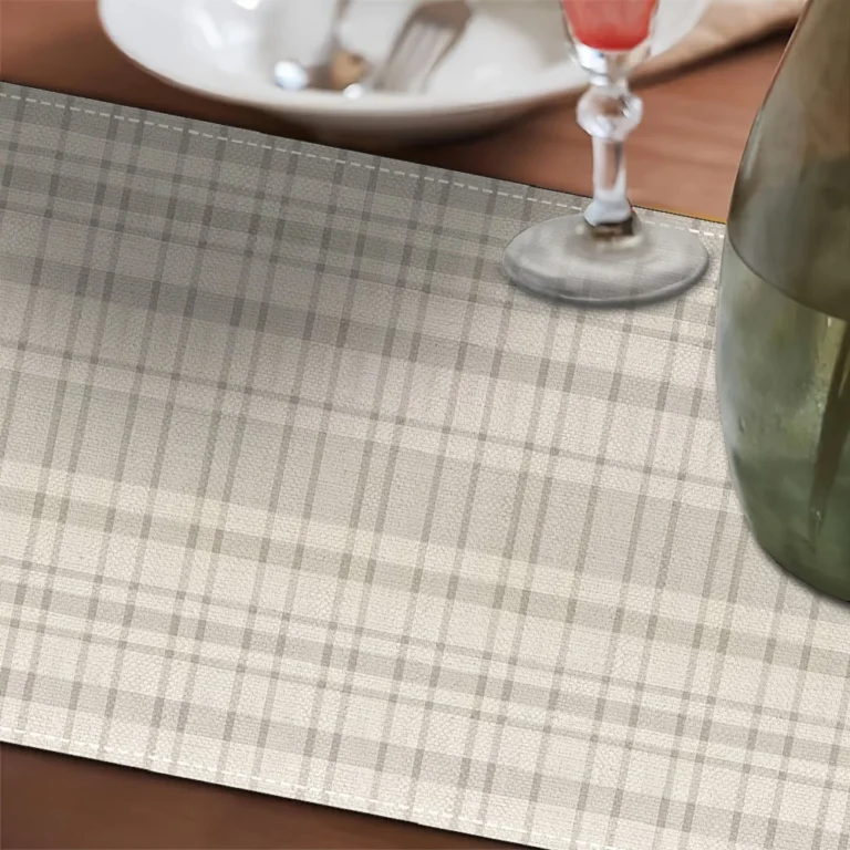 1 Piece of Autumn Plaid Pumpkin Table Runner, Light Gray Plaid White Pumpkin, Brown Leaf, Suitable for Restaurant, Home, Harvest Party - Image 5