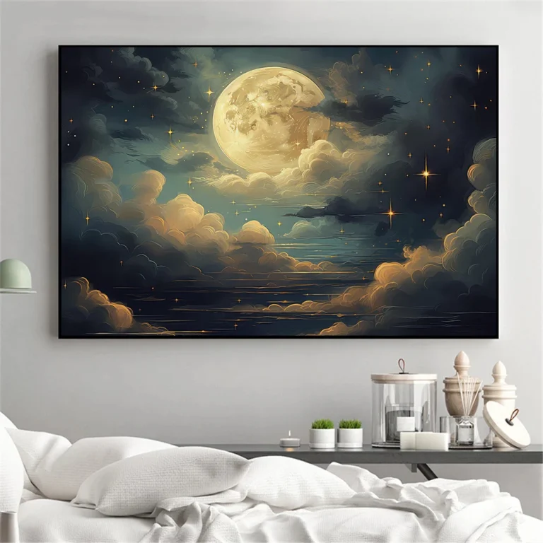 Romantic Enchanting Night Sky Posters Serene Landscape Stars Celestial Moon Prints Canvas Painting Wall Pictures Home Room Decor - Image 4