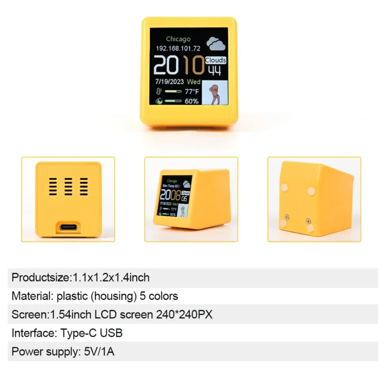 MINI Size Smart WIFI Weather Station Clock for Game Room Decoration. DIY Cute GIF Animations and Electronic Album Function - Image 4