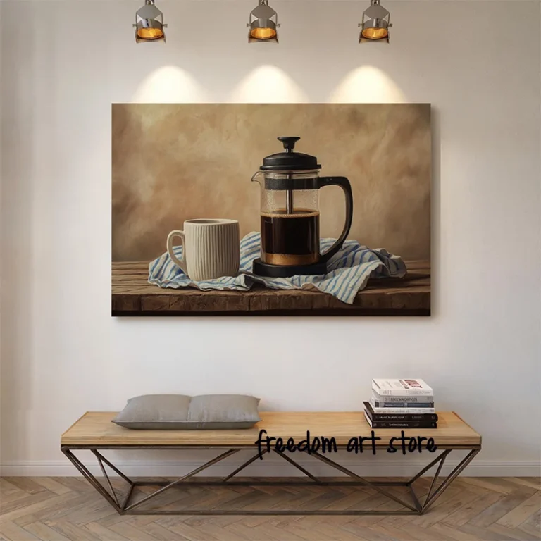 Vintage Coffee French Press Kitchen Rustic Cafe Cozy Coffee Art Poster Canvas Painting Wall Prints Picture for Room Home Decor - Image 2