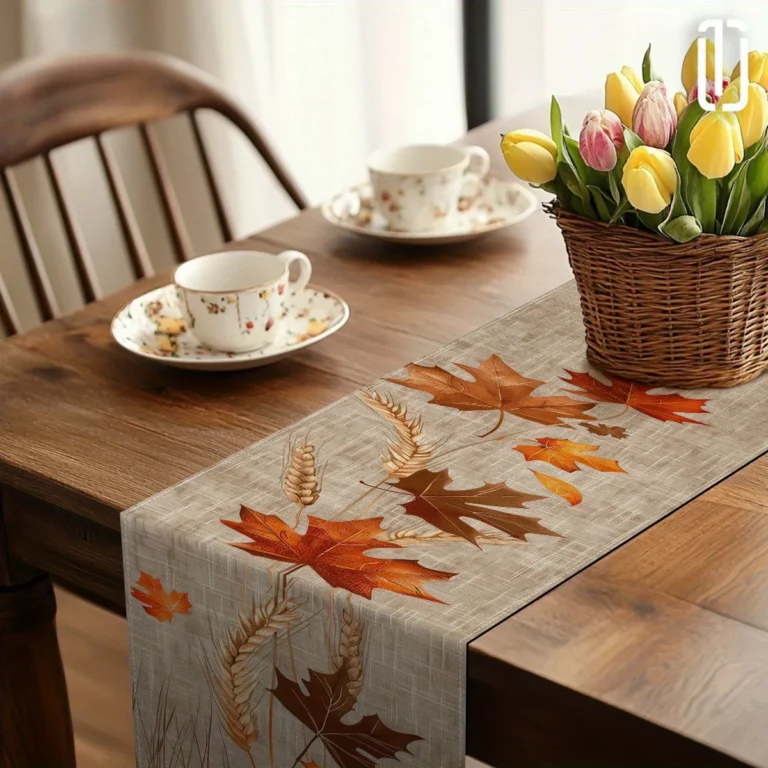 1 Piece of Autumn Pastoral Table Runner, Painted Maple Leaves, Wheat Ears, Stems, Suitable for Restaurants, Home Furnishings, Harvest Parties, Pastoral Style Decoration, Market Display. - Image 2