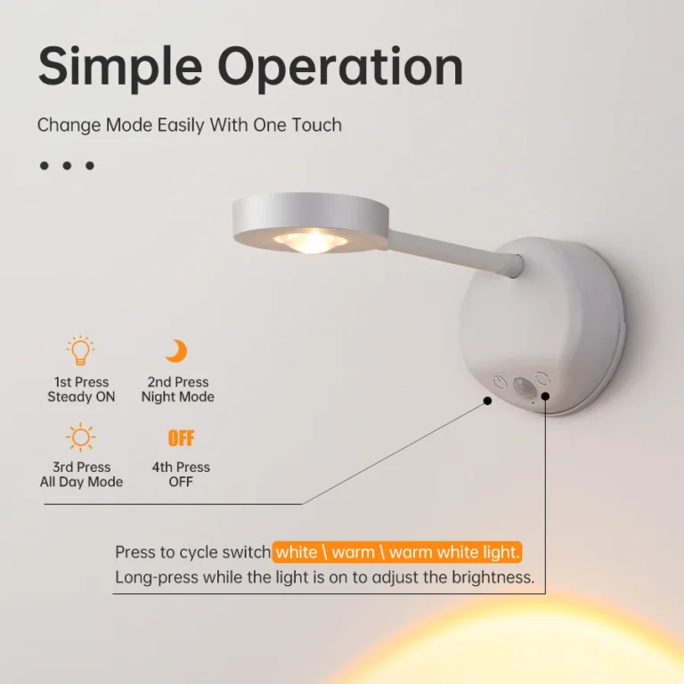 Wall Lamp Rechargeable Intelligent Human Sensing Wireless Night Light Dimmable LED Spotlights for Decoration Painting Lighting - Image 4